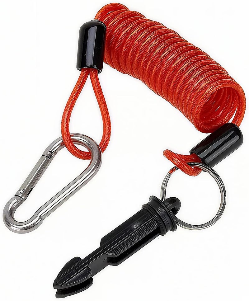 LevChall 4FT Breakaway Trailers Cable, Heavy Duty Stainless Steel Spring Coiled Wire Emergency Brake Safety Lanyard with Pin, Breakaway System Switch for RV Camper Trailer Towing Accessories - Image 1